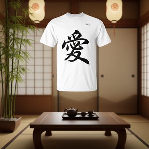 T-shirt con stampa serigrafica a tema Calligrafia Cinese, bianca, unisex, per adulti, taglie S M L XL XXL, girocollo, manica corta - Product Image 2