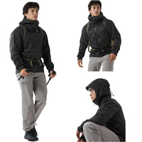 Veste coupe-vent imperméable d'extérieur pour hommes, avec fermeture à glissière imprimée, imperméable respirant 3L, grande taille, anti-poussière et anti-rétrécissement, tissé