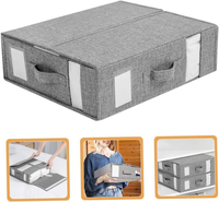 Boîte de rangement moderne pliable en tissu Oxford pour linge de lit avec fenêtre visible, organiseur de housse de couette et de draps