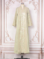 Robe longue Abaya Kaftan musulmane à col en V, à manches longues, en polyester respirant, à motif floral, avec broderie en strass, pour occasions formelles