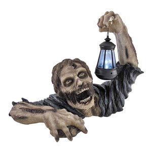 Crâne <span class=keywords><strong>Dead</strong></span> Rising Zombie tenant une lanterne en résine, décoration de fête d'Halloween, ornements de squelette - Product Image 6