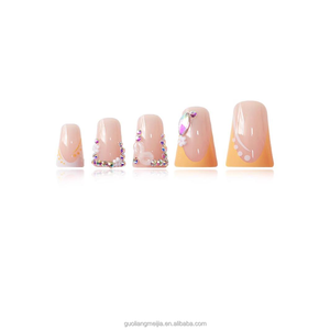 <span class=keywords><strong>Uñas</strong></span> Postizas Acrílicas Hechas a Mano con Forma de Pata de Pato, Acabado Brillante, Cobertura Completa, Punta Ancha y Acampanada <span class=keywords><strong>para</strong></span> Uso Diario en la Oficina - Product Image 2