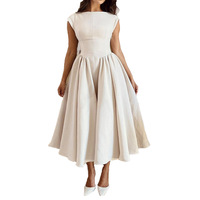 Nouvelle Collection Été 2026 – Robe Longue Vintage Anti-Plis Taille Haute Sans Col Style Français pour Femme, Inspiration Européenne et Américaine