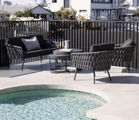 Ensemble de tissage de corde en aluminium Mobilier d'extérieur pour patio Chaise de jardin Terrasse Balcon Sofas d'arrière-cour Salon extérieur Groupe de sièges