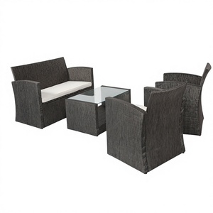 Conjunto de Jardín Moderno y Económico, Muebles de Exterior con Estructura de Acero, 4 Piezas con Cojines para Patio - Product Image 1