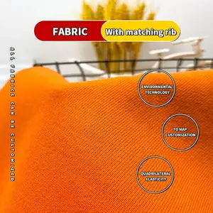 Orange 100 Cotton French Terry Cloth Fabric Textile Raw Material Sweatshirt Hoodie Brushed 480 Gsm Terry Fleece Fabric