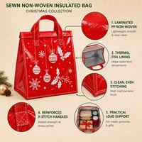 Sac isotherme personnalisé pour Noël, chaud et froid, imprimé en gros, cousu, en PP non tissé laminé avec doublure en feuille d'aluminium