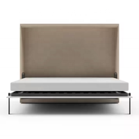 Lit escamotable horizontal en bois massif avec système à piston à gaz Meubles intelligents Design peu encombrant Lit mural pliant à pieds en métal