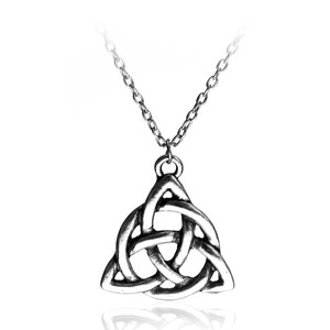 Triquetra Knot <strong>Jewelry</strong> Fashion <strong>Pagan</strong> Protective Spirit Necklace Silver Triangle Geometric <strong>Jewelry</strong> for Men and Women - Product Image 1