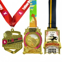 Médaille sportive personnalisée en alliage de zinc, or, argent, bronze, fabriquée sur mesure par le fabricant, médaille de marathon personnalisée