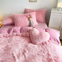 Parure de lit de luxe 4 pièces en velours corail épais et chaud pour l'hiver – Draps de lit d'hiver – Vente chaude