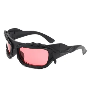 Occhiali da Sole Futuristici Riff - Montatura Spessa Rettangolare Irregolare Intrecciata - Product Image 3