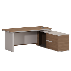 Bureau de direction incurvé haut de gamme en PVC - Lumière ambiante à commande vocale, bureau de bureau laqué pour patron/directeur - Product Image 5