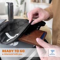 Dompet Tempat Kartu Kredit Lipat Dua Bisnis Kulit, Tempat Kartu ID Multi-Kartu Retro dengan Pemblokiran RFID, Tas Uang Tempat Kartu Pria