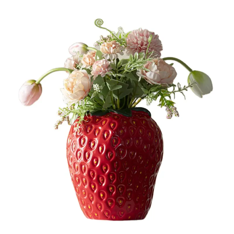 Vase à fraises en céramique hydroponique haut niveau d'apparence lumière luxe décoration salon arrangement de fleurs