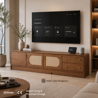 Console TV en bois massif, panneau de qualité ENF, tressé à la main, avec tiroirs pour salon, OEM ODM Direct