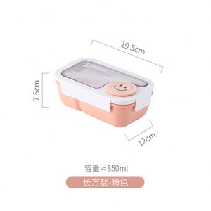 Smiling Face Plastic <b>Lunch</b> Box 850 ml 2 square <b>Lunch</b> Box Rectangular <b>Lunch</b> Box Students Office Workers to Carry - Product Image 5