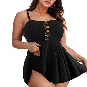 ¡Grandes Ofertas! Nuevo Bikini de Dos Piezas con Shorts de Cintura Alta para Mujer, Talla Grande, Sexy, Color Sólido, Estilo Halter con Tiras - Product Image 2