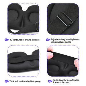 Masque de sommeil 3D anti-lumière <span class=keywords><strong>pour</strong></span> femme, cadeau promotionnel, voyage en extérieur, polyester respirant, avec logo personnalisé - Product Image 4