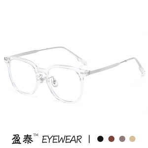 แว่นตาทรงกลม TR90ขนาดกลางสีน้ำเงินป้องกันแสงได้ทุกเพศ - Product Image 4