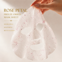 Masque en feuille lyophilisé aux pétales de rose véritable, acide hyaluronique, collagène, hydratation intense, masque facial pour peaux sèches, OEM, marque privée, soins de la peau