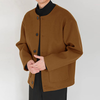 Blouson Bomber Décontracté Coréen Double Face à Boutonnage Simple, Coupe Ample Sans Col, Collection Automne/Hiver 2026