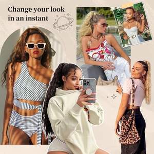 Perruque queue de cheval longue bouclée Py84, cheveux ondulés I-Tip, 140g, résistante à la chaleur, pour femme, style 1 - Product Image 4