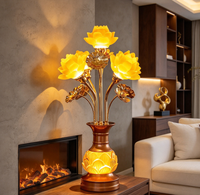 Lampe de table LED AC contemporaine en fer Lotus Buddha, écologique, pour la décoration de la chambre à coucher