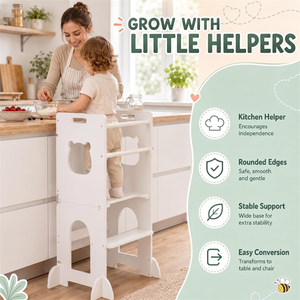 Wholesale <b>Foldable</b> Montessori Learning Tower 4-in-1 Toddler Kitchen <b>Step</b> Stool with Blackboard - Product Image 2