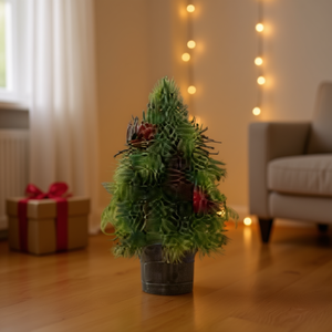 HOMEREA Small Artificial Christmas Tree 28cm Pine Branches With Berries And Cones Tabletop Indoor Decor - Product Image 2