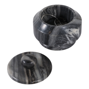 Vaso Decorativo in Marmo Intagliato con Coperchio, Elemento d'Arredo Contemporaneo per Soggiorno e Ufficio - Product Image 2