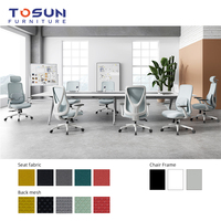 Chaise de bureau ergonomique moderne personnalisable en tissu maillé avec soutien lombaire réglable et hauteur réglable en aluminium pour chambre et bureau à domicile