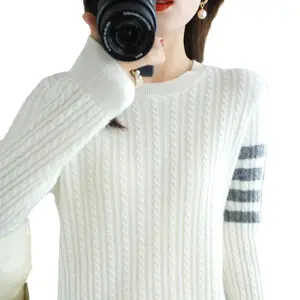 Fall/Winter 2023 new fashion crewneck slim long sleeve twist knit undershirt women's sweater