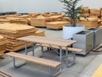 Table de pique-nique en bois au Design moderne, banc, mobilier de jardin, Table à manger extérieure