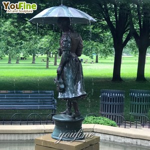 Scultura Personalizzata in Bronzo di Ragazzo <span class=keywords><strong>e</strong></span> Ragazza con Ombrello, Arte Romantica per Giardino Esterno - Product Image 6