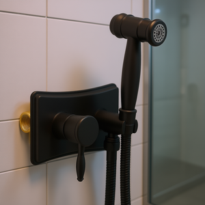 Kit de rociador de inodoro portátil de acero inoxidable, rociador de bidé negro para agua fría y caliente, diseño moderno de montaje en pared - Product Image 2