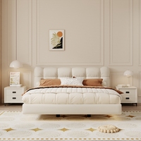 Lit suspendu minimaliste moderne Yisi chambre principale 1.8 mètres Style italien petite unité lit Double en cuir écologique crémeux