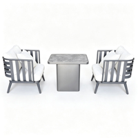 Set Sofa Aluminium Mewah untuk Taman, Set Furnitur Teras Mewah, Kursi Sofa Taman Luar Ruangan, Set Taman Luar Ruangan Aluminium