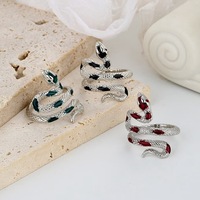 Bague Serpent pour Femme, Plaqué Argent, Ajustable, avec Strass, Bijou Tendance