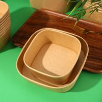 Boîtes à emporter carrées en kraft, contenants alimentaires en papier avec couvercles, bols bento pour salades, repas légers, fruits et plats à emporter
