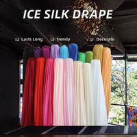 Kain Sutra Es Lebar 150cm untuk Latar Belakang Pernikahan, Kain Sutra Es Pearlescent, Warna Sesuai Pesanan, Dekorasi Panggung, Tirai, Kain Elastis