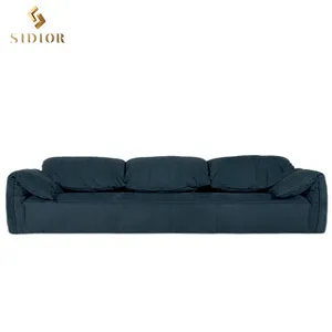 Sofa Perabot Mewah Kualitas Tinggi Sofa Tiga Sofa Impor Kulit Kasar Sofa Ruang Tamu Modern Italia