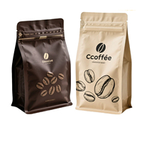 Sachet d'emballage personnalisé imprimé à huit soudures latérales en aluminium mat avec fermeture éclair et valve de dégazage pour café, thé, aliments pour animaux et snacks