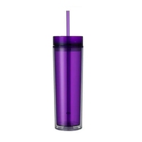Gobelets en plastique transparent avec couvercle et paille, en verre acrylique de 16 oz, livraison gratuite, gobelets à eau en plastique transparent sans BPA