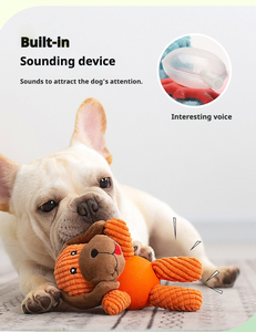 Jouet pour chien <span class=keywords><strong>2</strong></span>-en-1 durable et écologique, peluche en forme d'animal mignon, balle en caoutchouc couineuse, styles variés (hippopotame, koala, singe) pour chiot et chien - Product Image 4