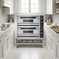 Oven Gaya Eropa Baru 380V 2-Lapis 4-Rak untuk Memanggang Roti Oven Dek Modular dengan Alas Batu