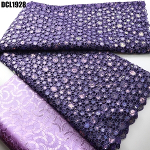Tela bordada soluble en agua de alta calidad, la más nueva tela de encaje de cordón grande Aso Ebi elegante y cómoda para vestido de novia de <span class=keywords><strong>mujer</strong></span> - Product Image 2