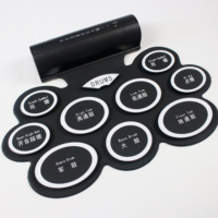 Vente en gros Batterie électronique portable Niveau professionnel Tambour à main enroulable Musique Batterie électronique avec haut-parleur