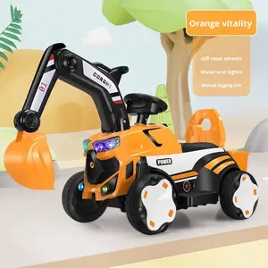 Çocuklar için ekskavatör oyuncak araba elektrikli inşaat araç plastik traktör kazıcı kanca kamyon Ride-On erkek kız yaşlı 2-4 yıl - Product Image 6