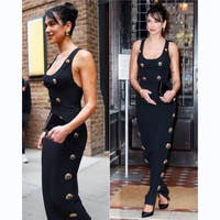 Robe moulante longue noire en spandex C3287, dernière mode, en solde